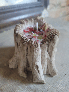 Boomstamkaarsen met edelstenen WHITE